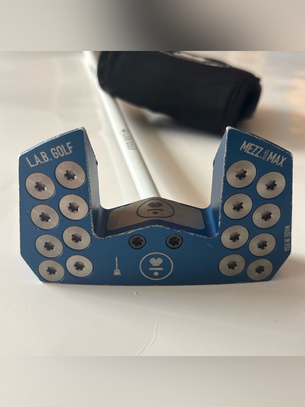 Lab Golf Mezz.1 Max Broomstick Putter 34” Blue White Accra W/ Headcover Cut Down